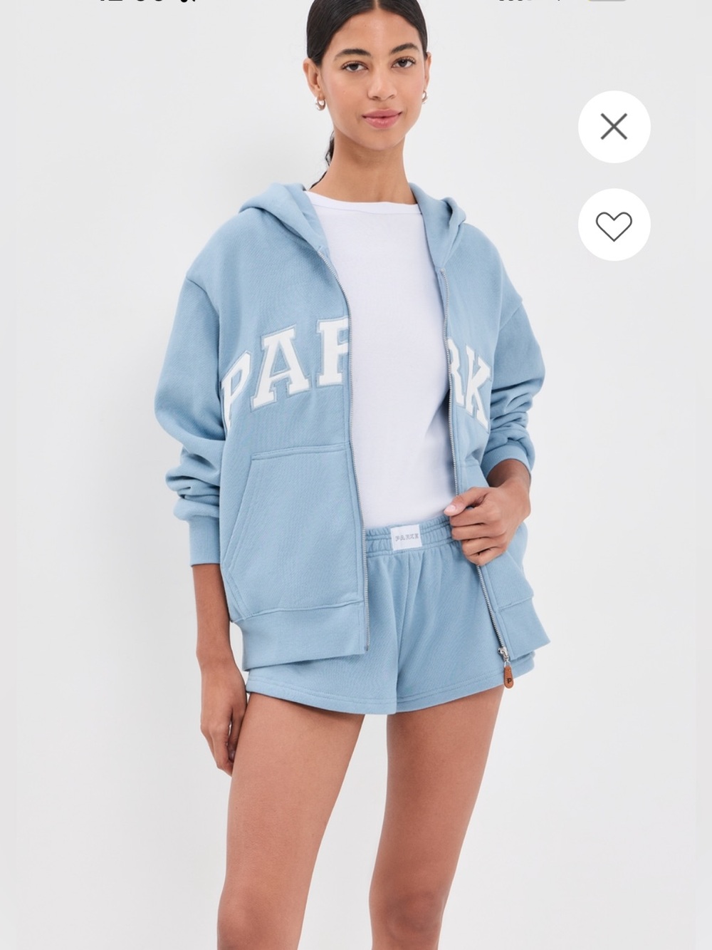 Light Blue Women's Zip-Up Hoodie with Pockets